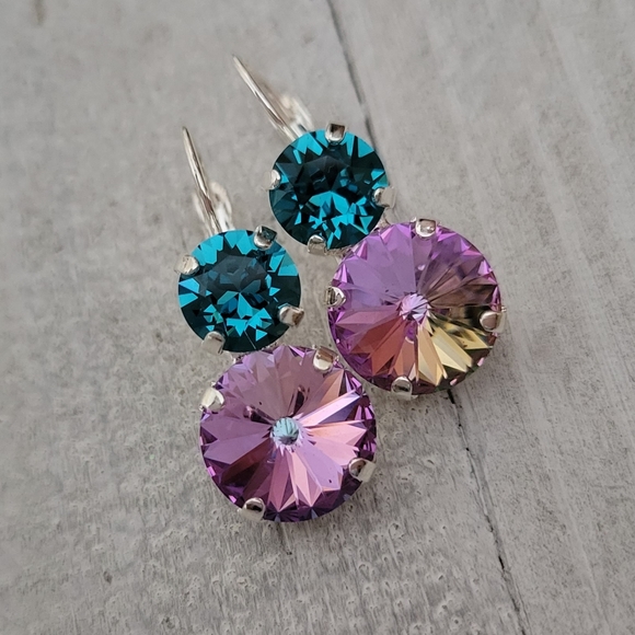 Austrian Crystal Earrings in Shiny Silver - Picture 10 of 11